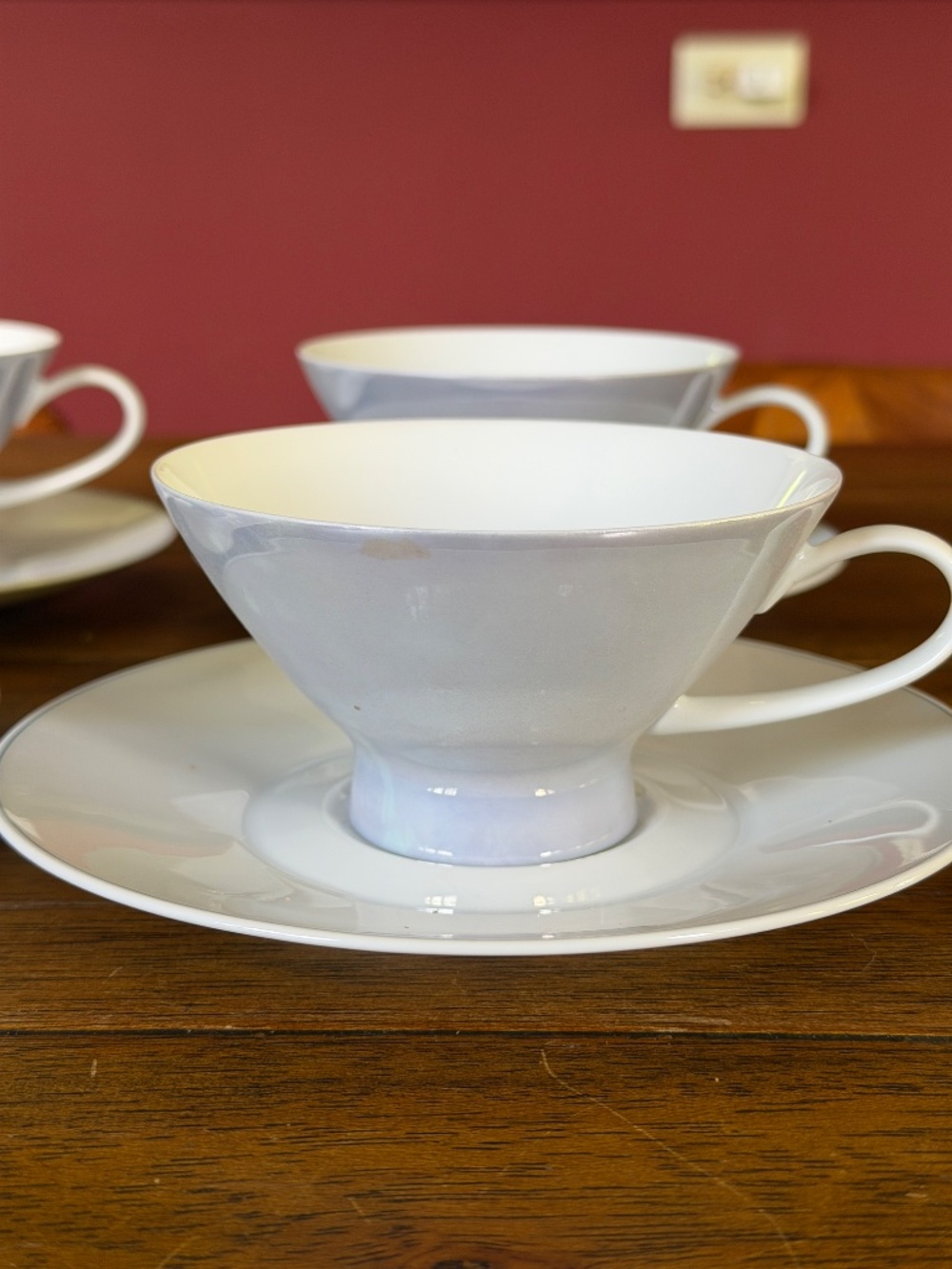 Rosenthal China Raymond Loewy Crystalline Blue Teacups & Saucers (set of 4) - Picture 3 of 5
